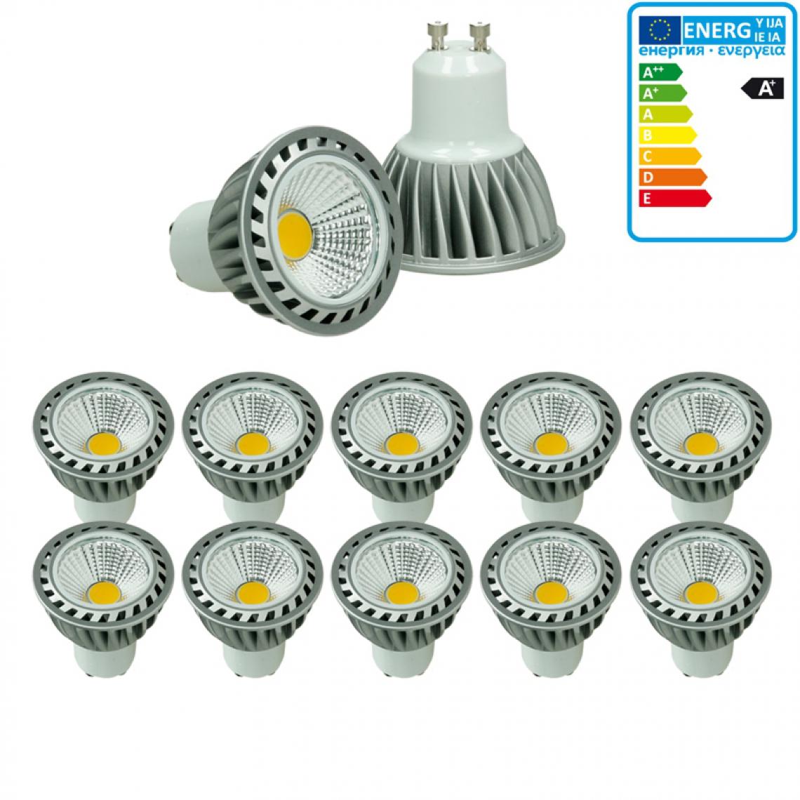 Ecd Germany - ECD Germany 10 x GU10 LED COB Spot 4W Lampe à économie d'énergie 205 lumens remplace Lampe halogène 30W 2800K Blanc Chaud Réglable - Ampoules LED