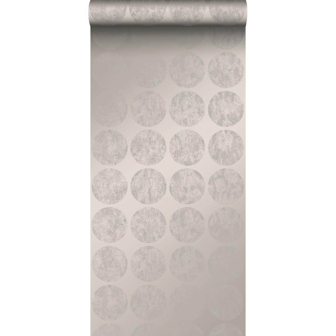 Origin - Origin papier peint grandes sphères vieillies, altérées et touchées par les intempéries taupe - 347608 - 53 cm x 10.05 m - Papier peint
