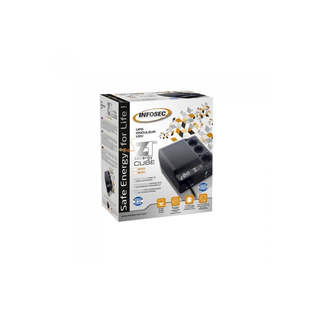 Infosec - Onduleur INFOSEC Z1 Zenergy Cube EX 600 - 3 Prises - Range-câbles