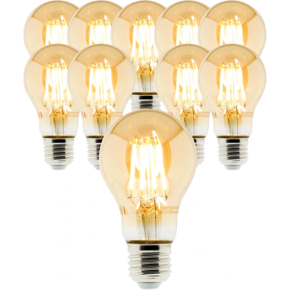 Elexity - Lot de 10 ampoules Déco filament LED ambrée Standard 4W E27 400lm 2500K - Ampoules LED