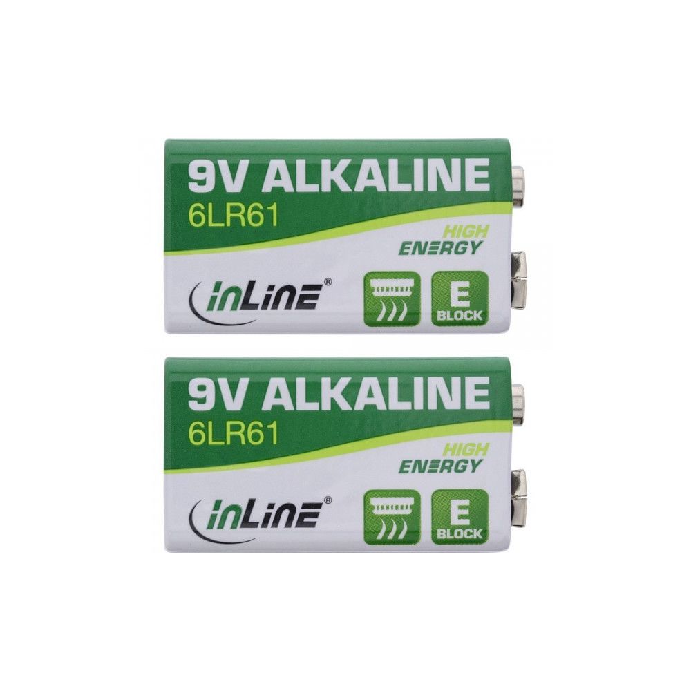 Alpexe - Pile alcaline haute énergie InLine®, bloc 9V, 6LR61, paquet de 2 - Piles rechargeables