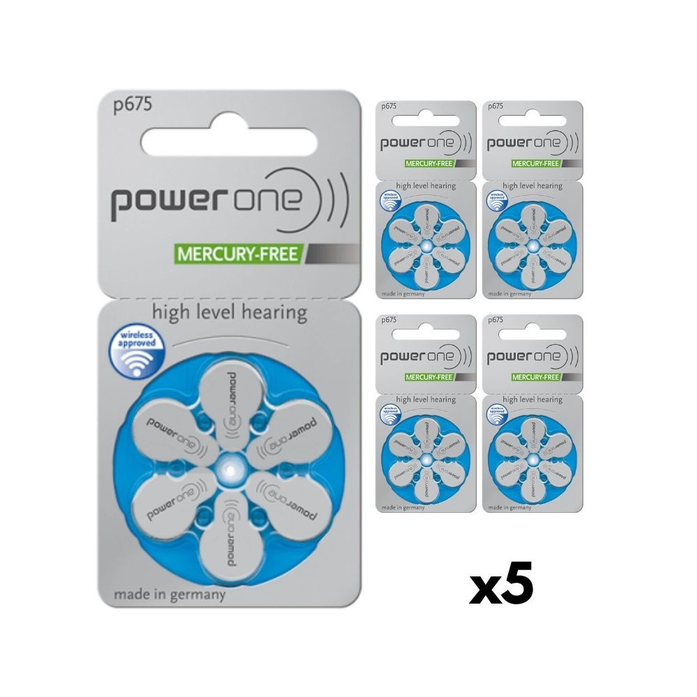 Power One - PowerOne 675 : Piles Auditives Sans Mercure, 5 Plaquettes - Piles rechargeables