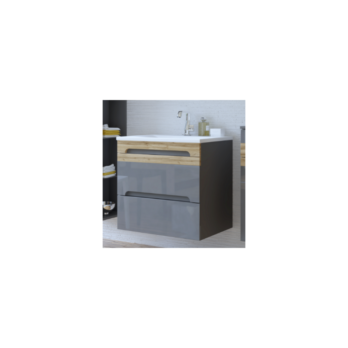 Ac-Deco - Ensemble meuble vasque - Gris - 60 cm - Galaxy Grafit - Vasque
