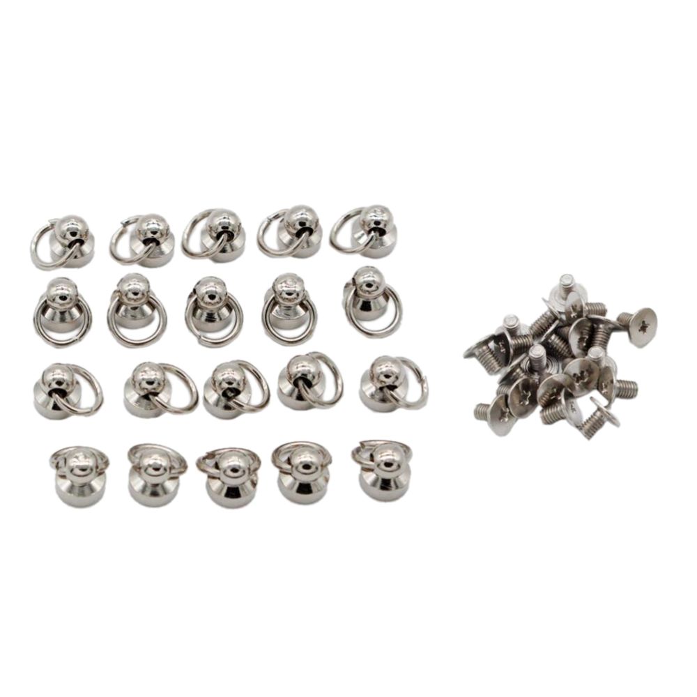 marque generique - 20 ensembles de boutons de rivet en laiton à visser anneau rond à tête ronde artisanat en argent - Boulonnerie