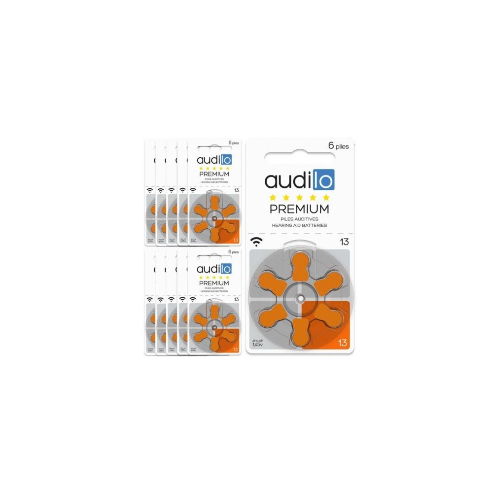 Audilo - Pile auditive Audilo de Type 13 lot de 10 plaquettes (60 piles) - Piles rechargeables