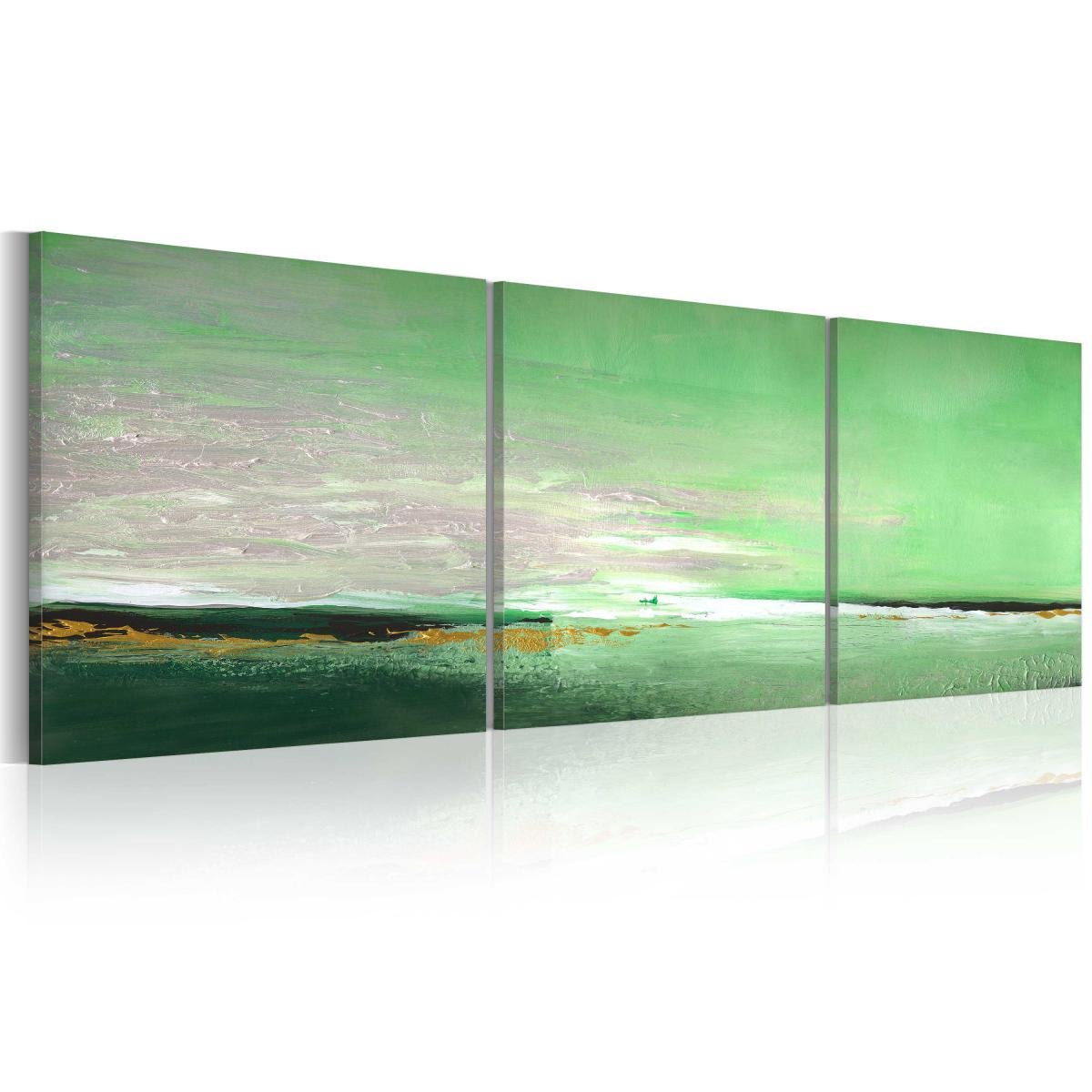Bimago - Tableau peint à la main - Côte de la couleur verte - Décoration, image, art | 150x50 cm | - Cloisons