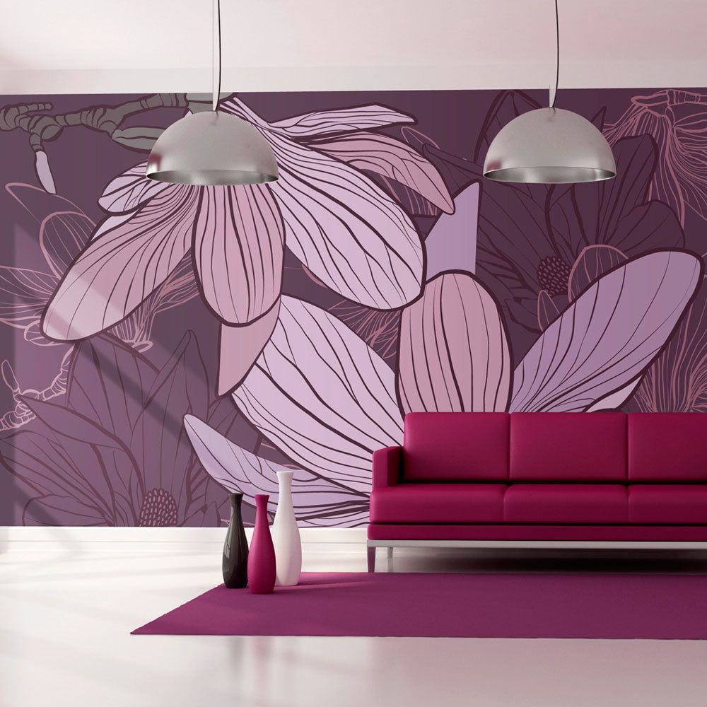 Bimago - Papier peint | Violet magnolias | 200x154 | Fleurs | Autres fleurs | - Papier peint