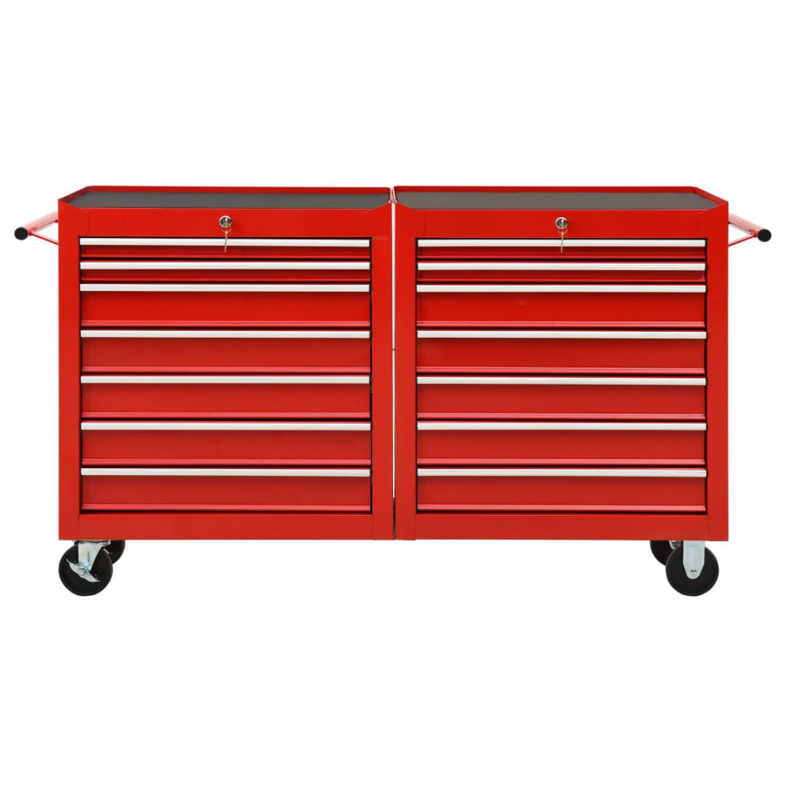 Icaverne - Icaverne - Armoires à outils ligne Chariot à outils avec 14 tiroirs Acier Rouge - Armoires