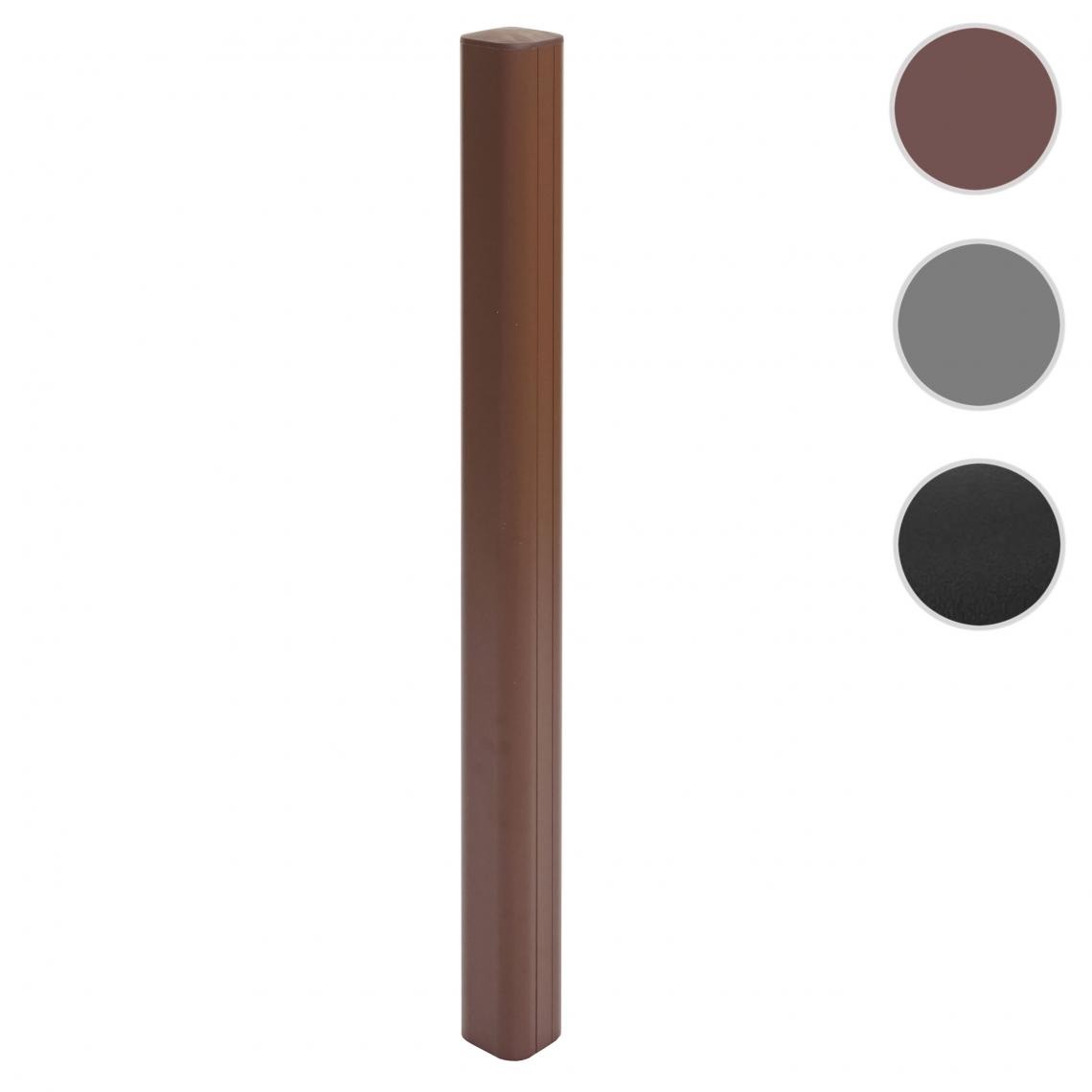 Mendler - Poteau en aluminium Sarthe clôture WPC, poteau pilier, système enfichable ~ 98cm, brun - Claustras
