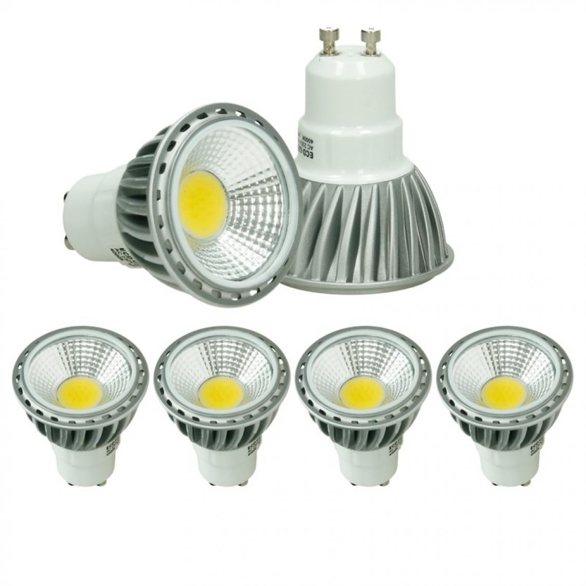 Ecd Germany - ECD Germany 4 x GU10 COB spot 220-240 6W Haute Puissance Lampe à économie d'énergie d'environ 386 lumens remplace 40W Lampe halogène angle de 60 degrés 6000K Blanc Froid - Ampoules LED