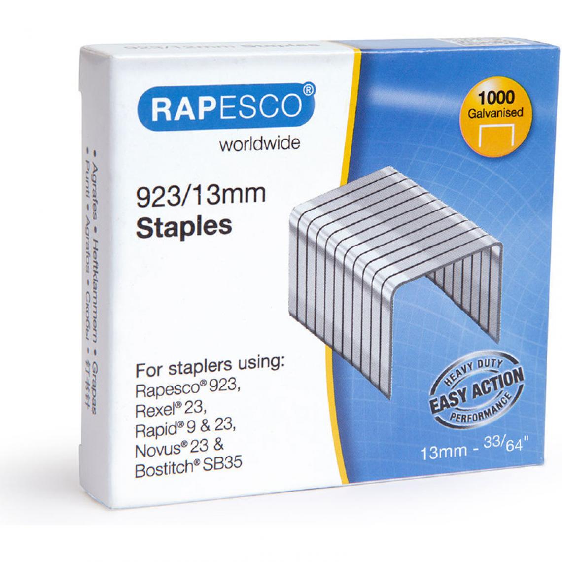 Rapesco - RAPESCO Agrafes 923/13, 1.000 pièces, galvanisé () - Boulonnerie
