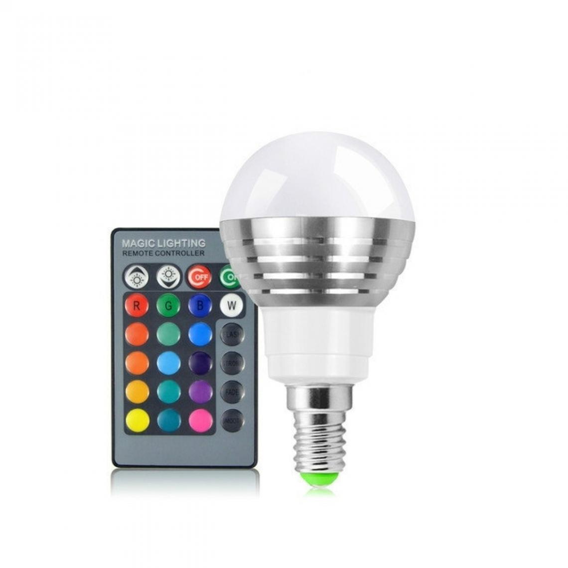 Wewoo - 3W RGB LED Ampoule 16 Couleur Magic Night Lamp Dimmable Stage Light avec 24 touches Télécommande E14 - Ampoules LED