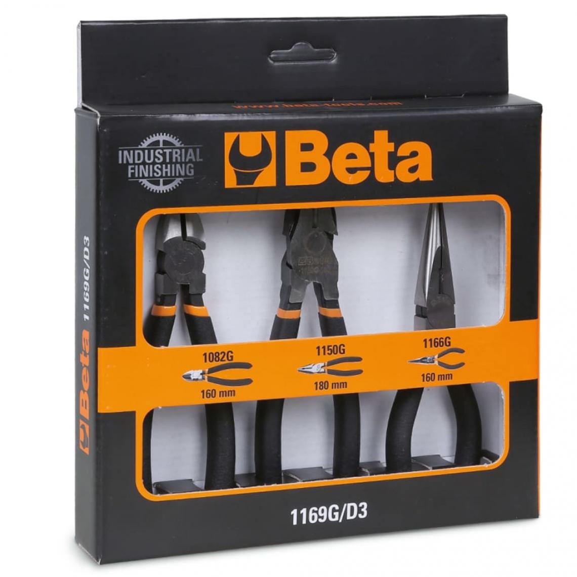 Beta Tools - Beta Tools Ensemble de pinces 3 pcs 1169G/D3 avec manches enduits PVC - Accessoires barbecue