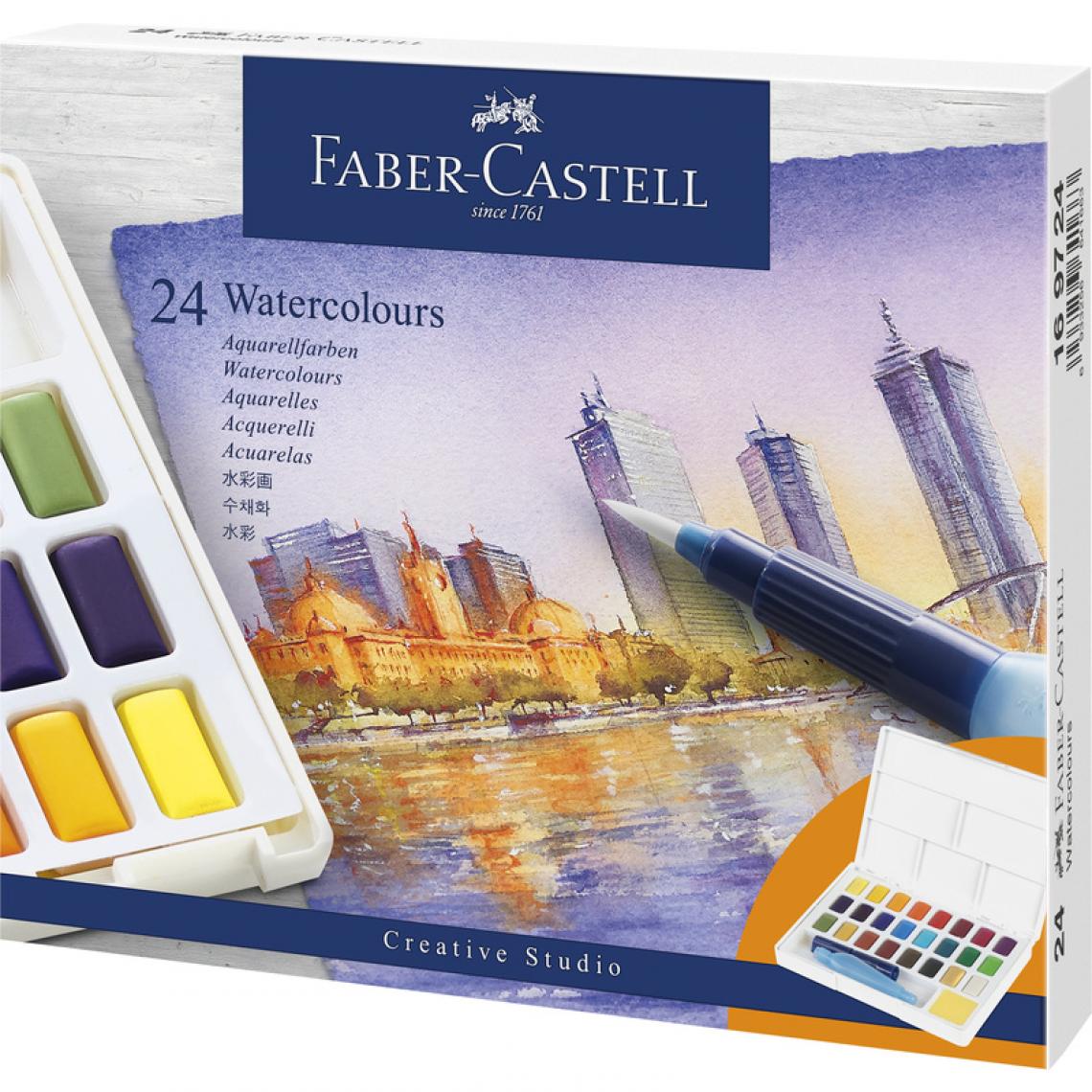 Faber-Castell - FABER-CASTELL Peinture aquarelle en godets, étui de 24 () - Outils et accessoires du peintre