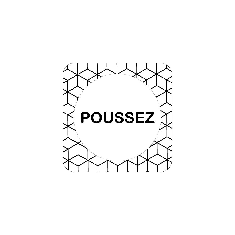 Signaletique Biz - Adhésif de Porte - Poussez- Dimensions 125x125 mm - Cube - Protection Anti UV - Extincteur & signalétique