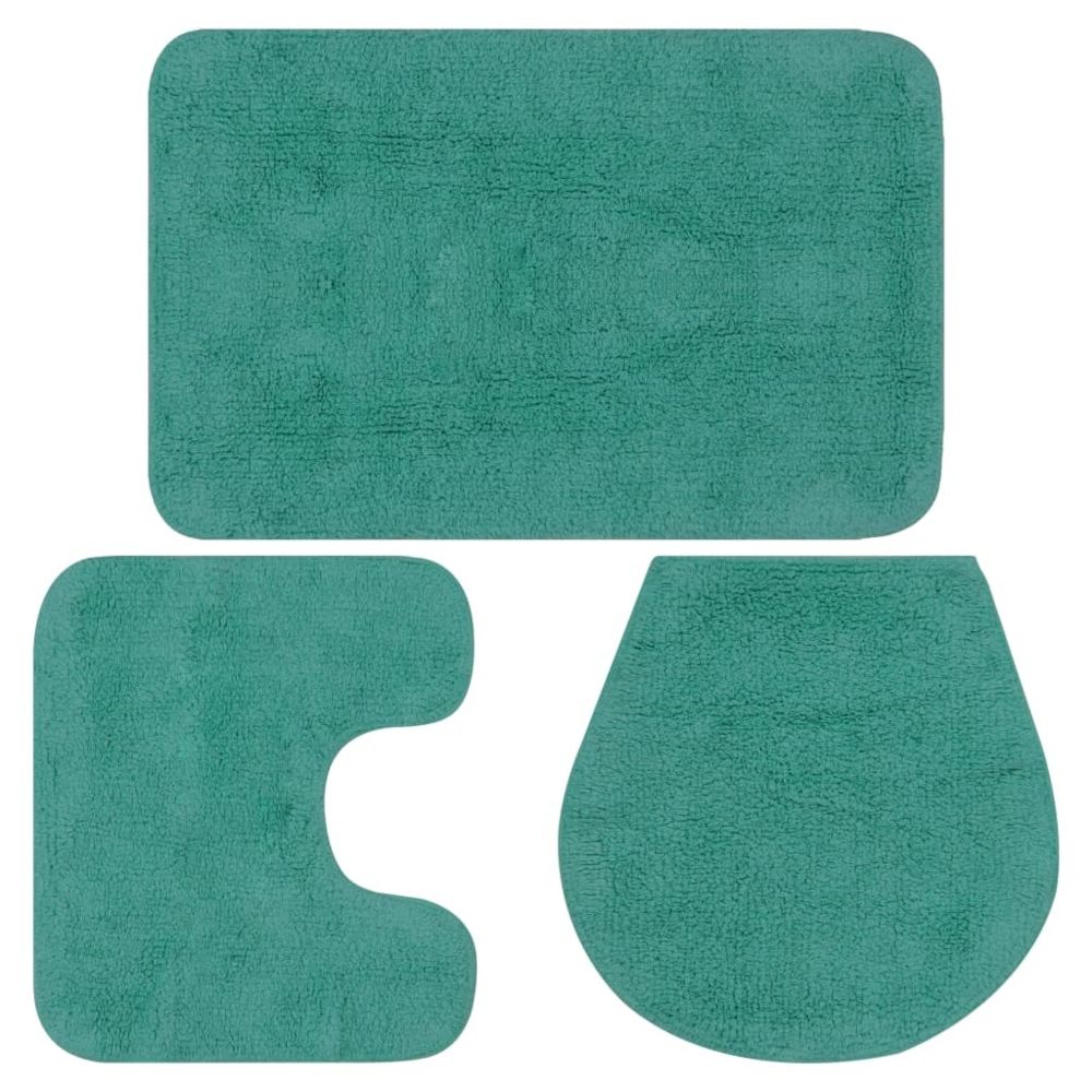Vidaxl - Jeu de tapis de salle de bain 3 pcs Tissu Turquoise | Vert - Accessoires de salle de bain - Tapis de bain et fonds de baignoire | Vert | Vert - Pare-baignoire