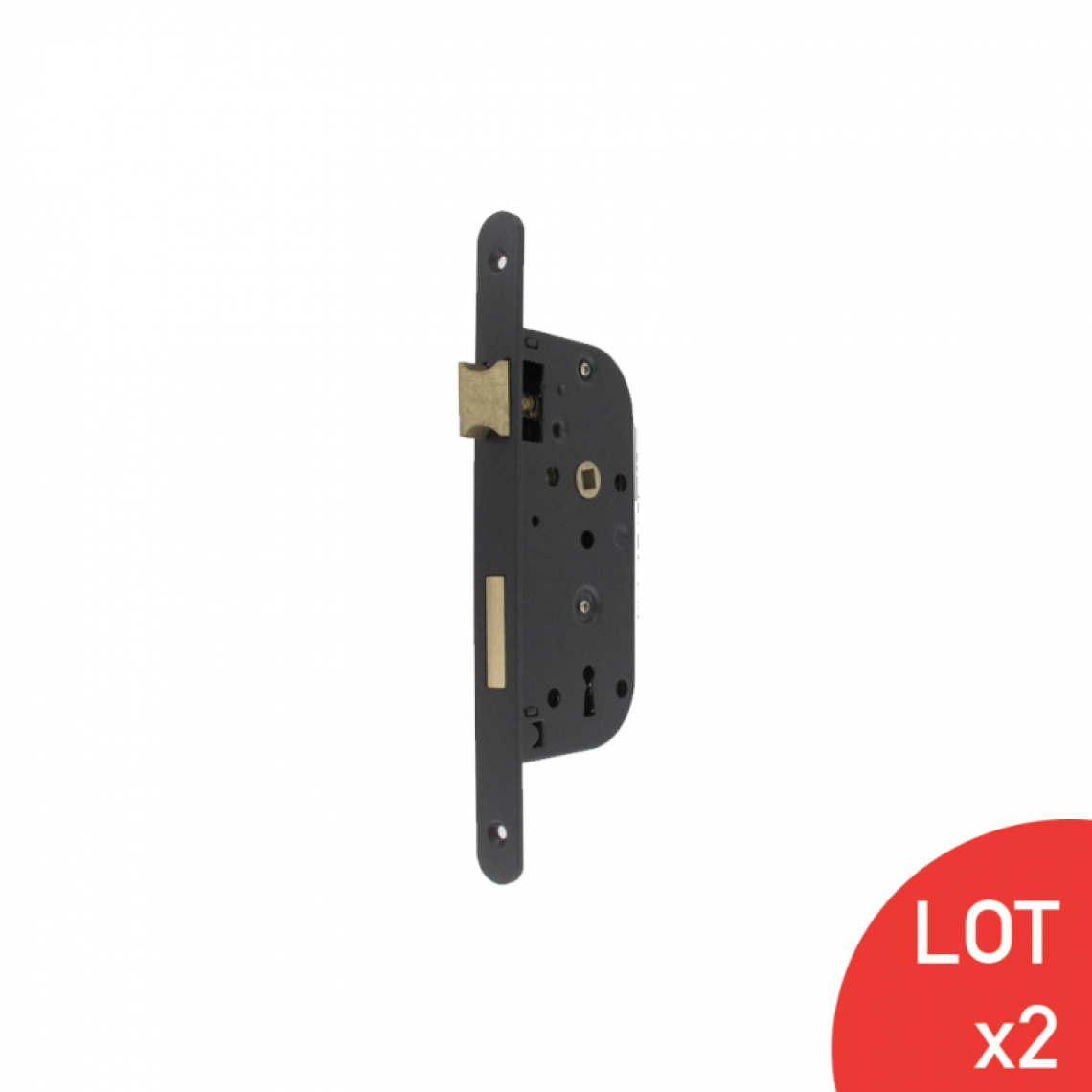 Secury-T - Serrure larder trou clé L noire axe 40/14mm 2 clés droite LOT DE 2 - Serrure