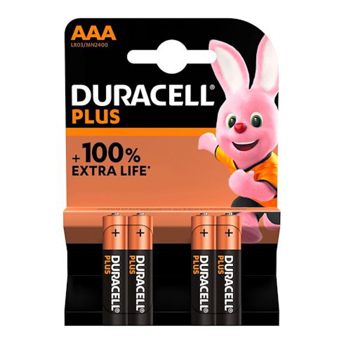 Duracell - Pile Alcaline AA LR03 Duracell Plus - Blister de 4 - Piles rechargeables
