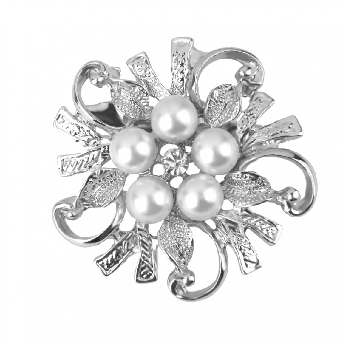 marque generique - Broche Fantaisie d'Argent Strass Perle Faux Fleur Epingle Pin's Femme Bijoux Mode - Broches de maçon