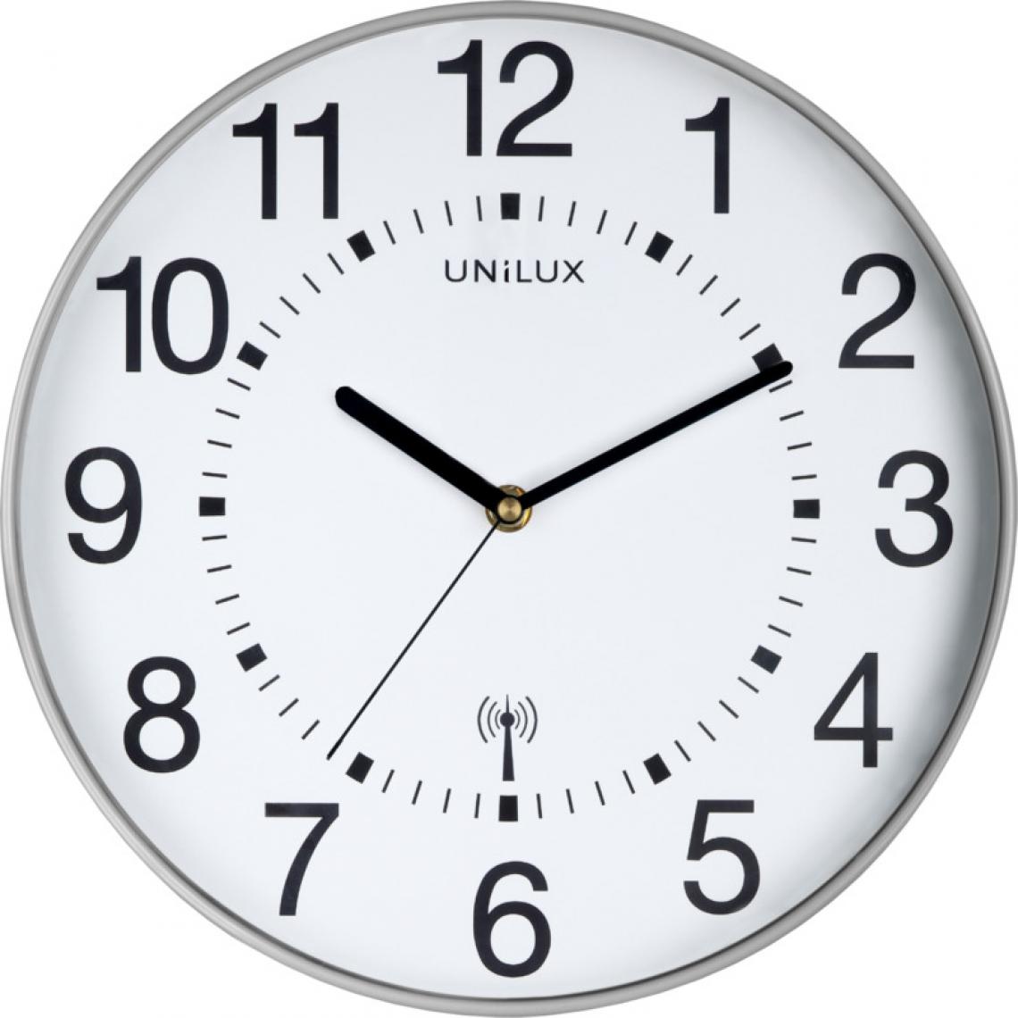 Unilux - UNiLUX Horloge murale radio-pilotée 'MAXI WAVE', argent () - Télérupteurs, minuteries et horloges