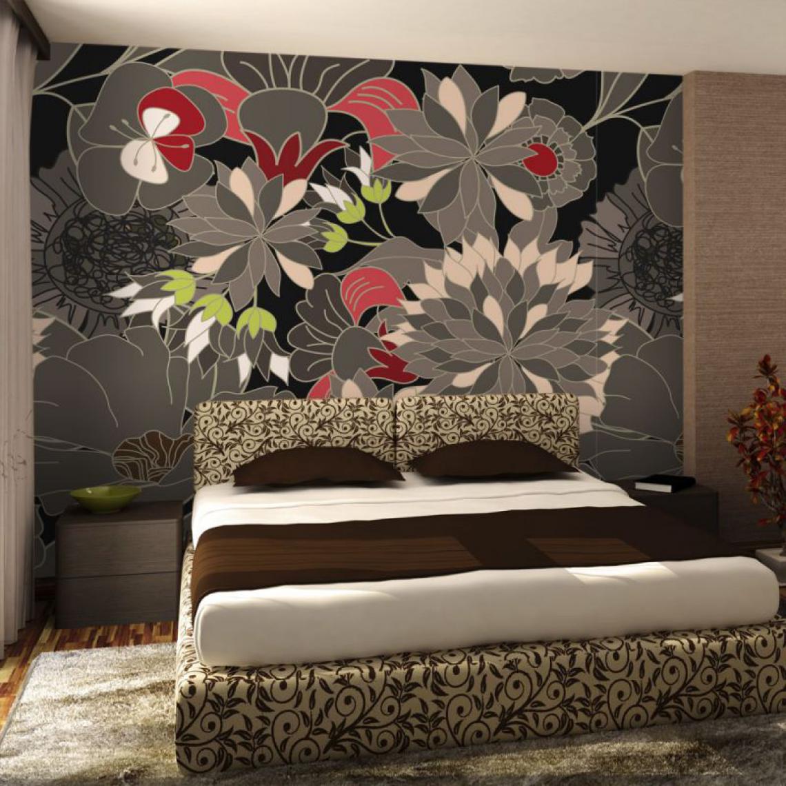Artgeist - Papier peint - motif floral - gris .Taille : 200x154 - Papier peint