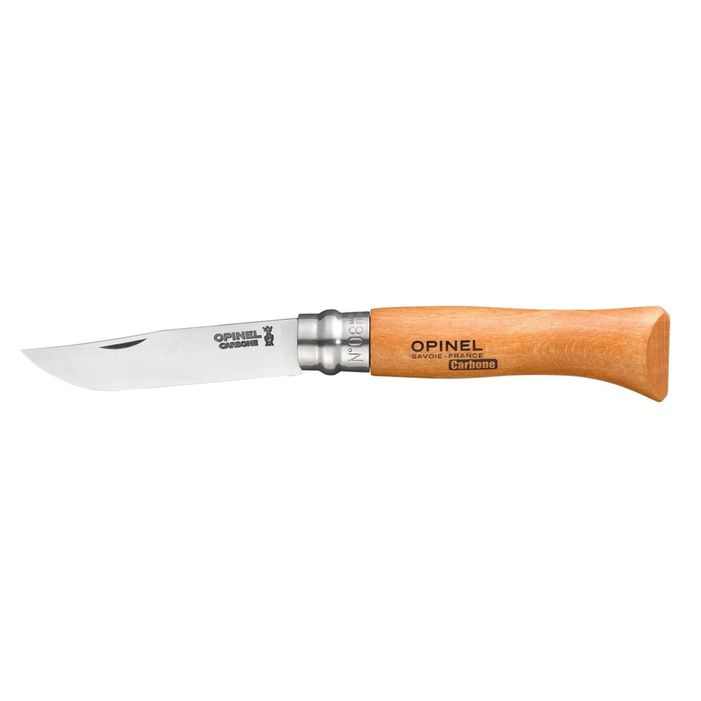 Opinel - Couteau OPINEL N°8 Lame Carbone avec bague de sécurité - 113080 - Outils de coupe