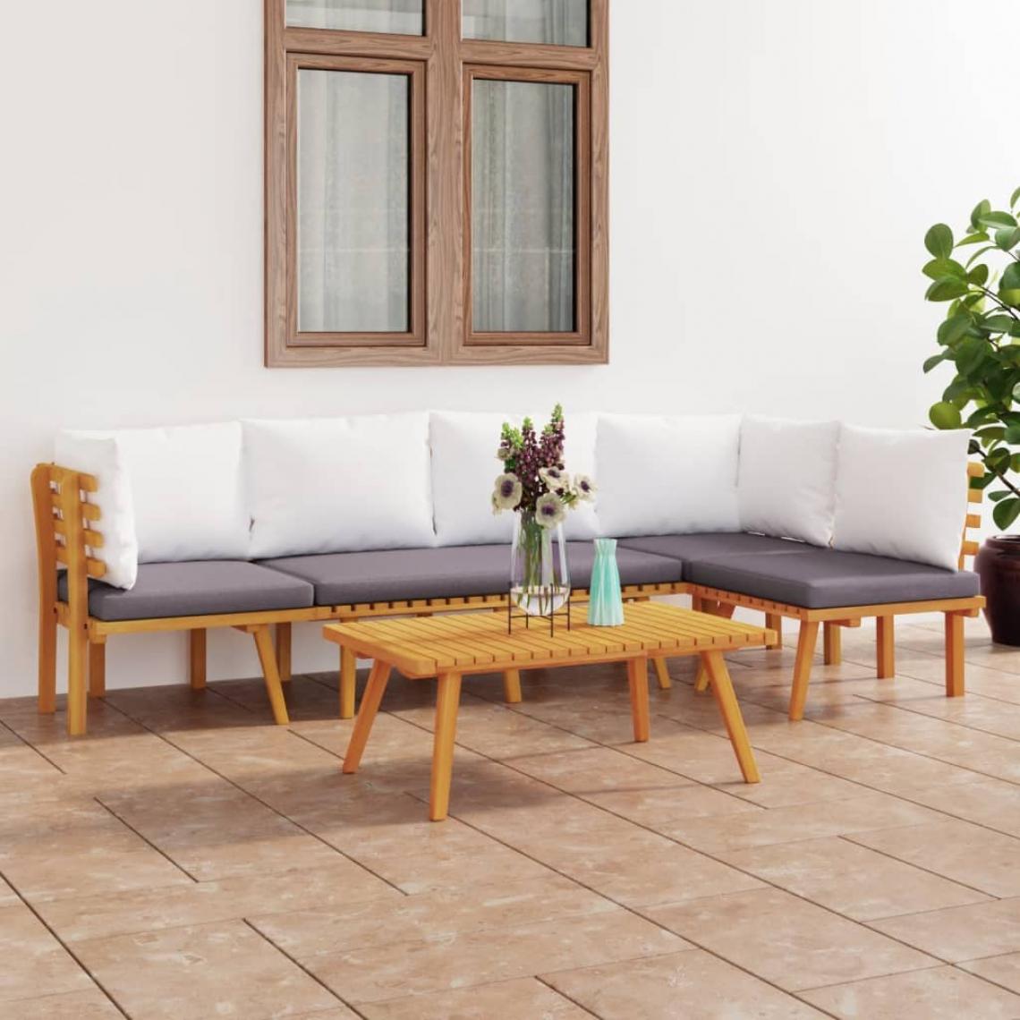 Vidaxl - vidaXL Salon de jardin 5 pcs avec coussins Bois d'acacia solide - Ensembles canapés et fauteuils