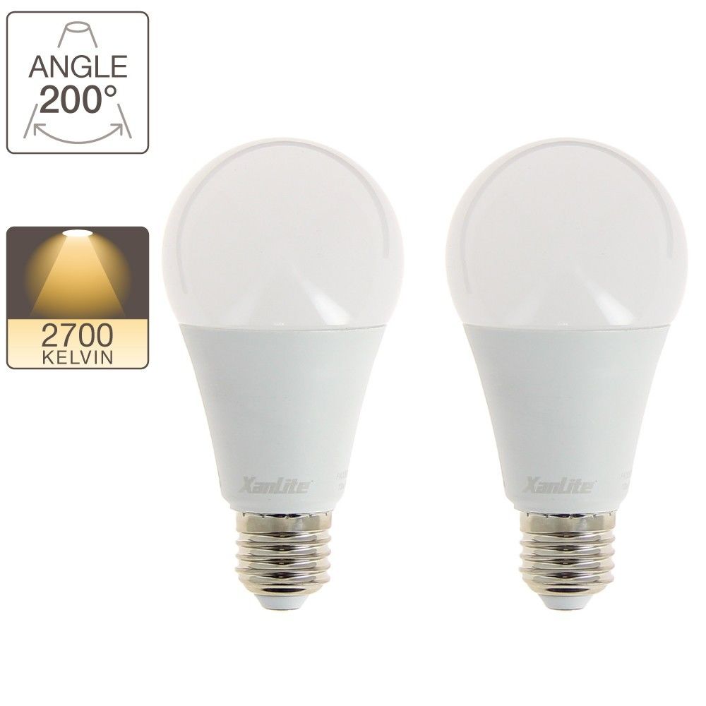 Xanlite - Lot de 2 ampoules LED A65 cuLot E27 - Ampoules LED