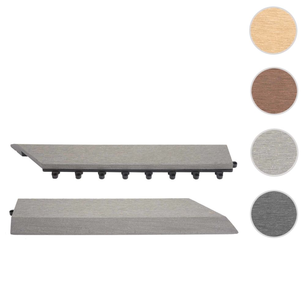 Mendler - 2x Barre de finition pour carreaux en WPC Rhone, aspect bois ~ gris, coupée sur le côté droit avec crochets - Carrelage sol