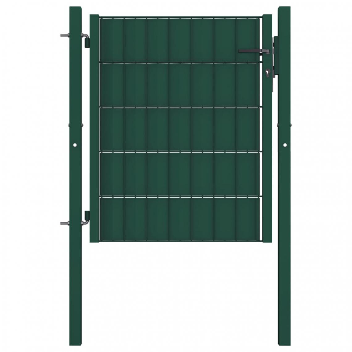 Chunhelife - Portail de clôture Acier 100x81 cm Vert - Portillon