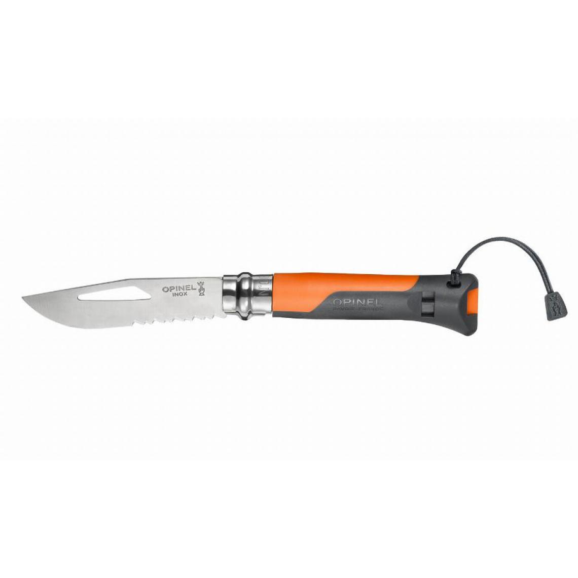 Opinel - Couteau n°8 Outdoor OPINEL lame Inox bague de sécurité - Orange - 1577 - Outils de coupe