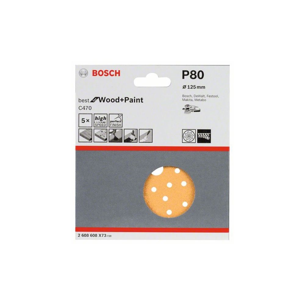 Bosch - BOSCH Disques abrasifs C470 - pack de 5 - 125 mm - Grain : 80 - Accessoires ponçage