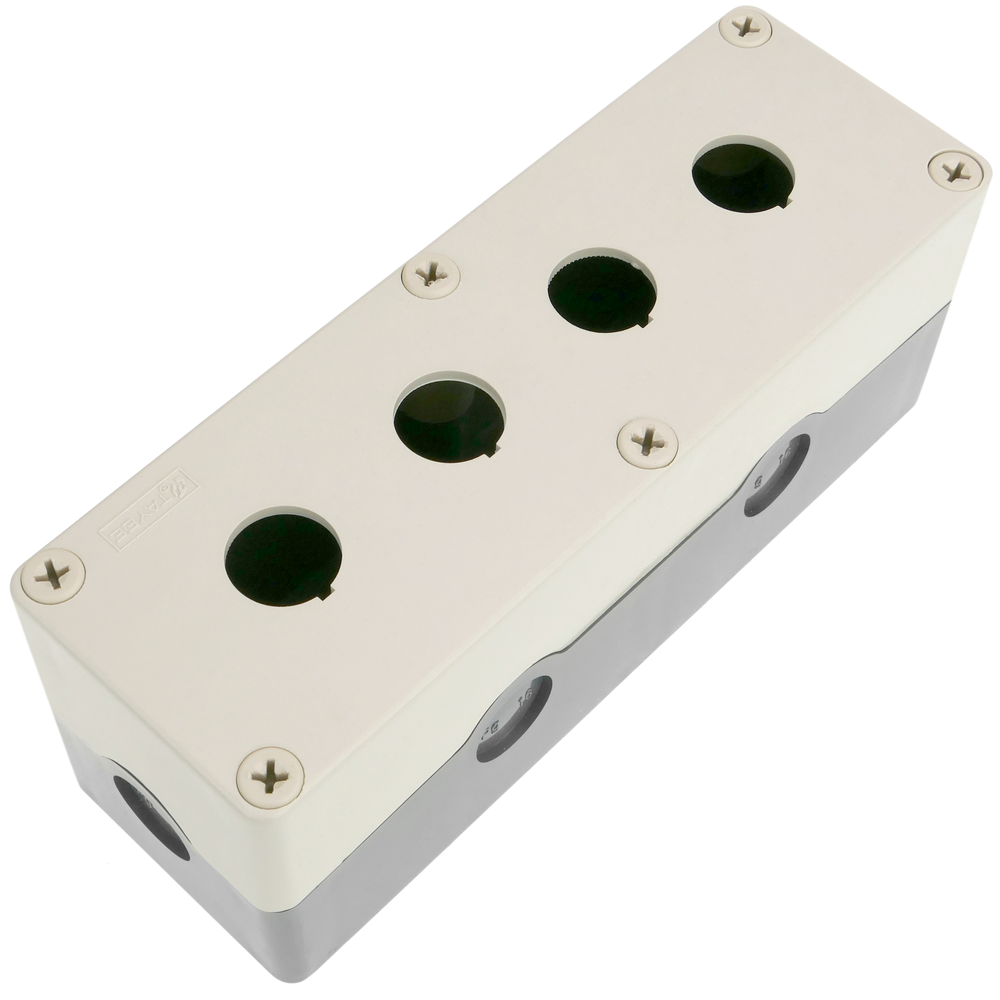 Bematik - Boîte de contrôle pour appareils électriques 4 boutons poussoir ou commutateurs 22mm gris h=80mm - Interrupteurs et prises étanches