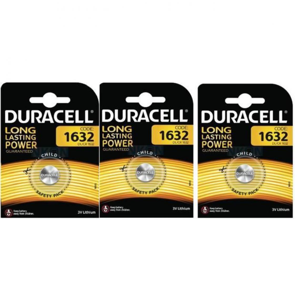 Duracell - Duracell 3 piles CR1632 lit - Piles rechargeables
