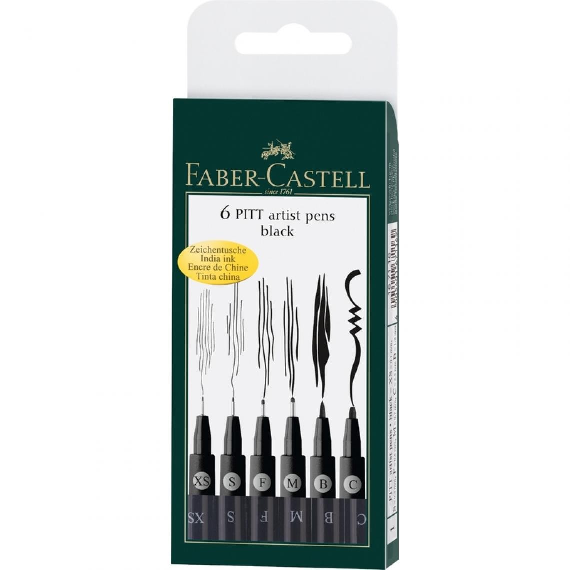 Faber-Castell - FABER-CASTELL Feutre PITT artist pen, étui de 6, noir () - Outils et accessoires du peintre