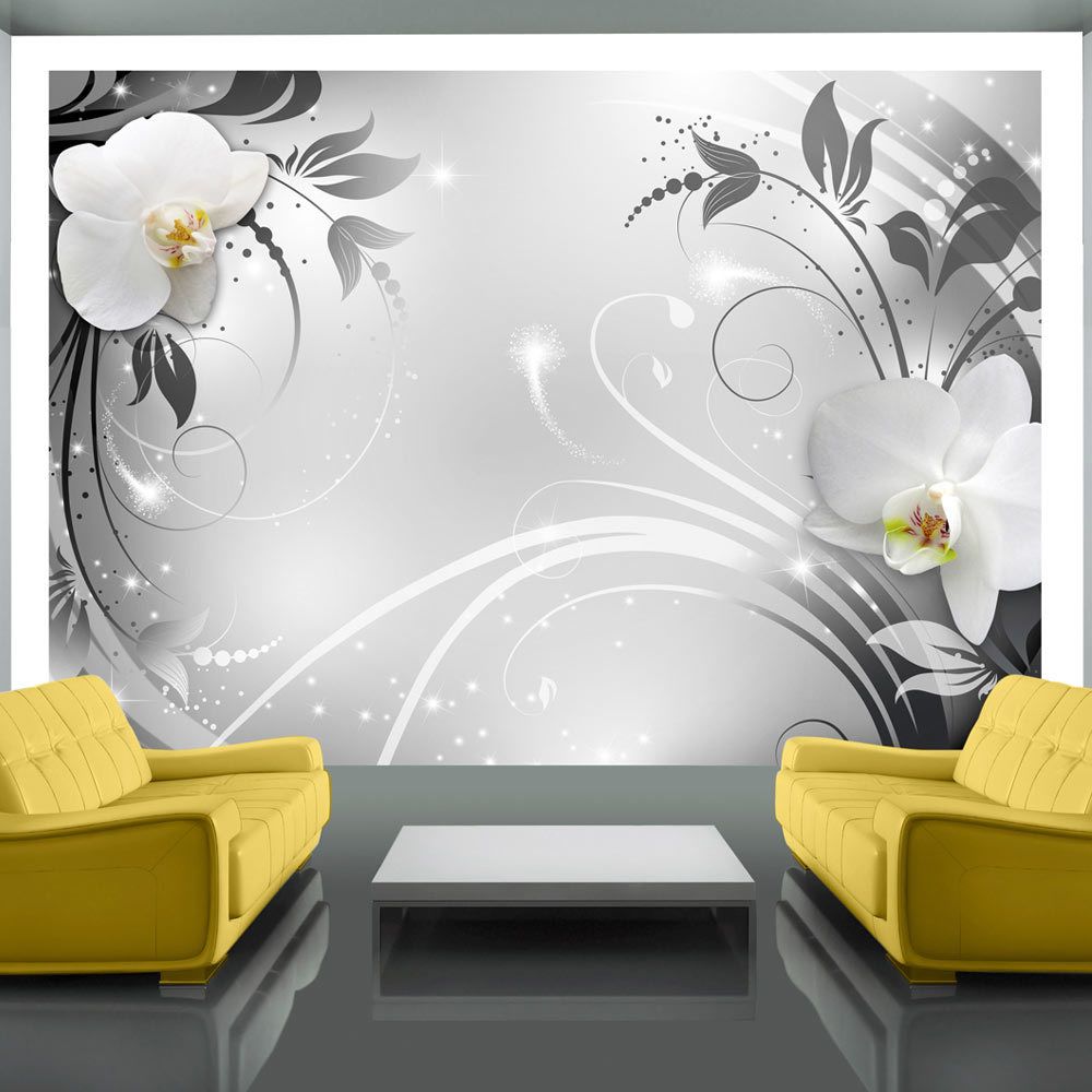 marque generique - 250x175 Papier peint Orchidées Fleurs Esthetique Orchids on silver - Papier peint