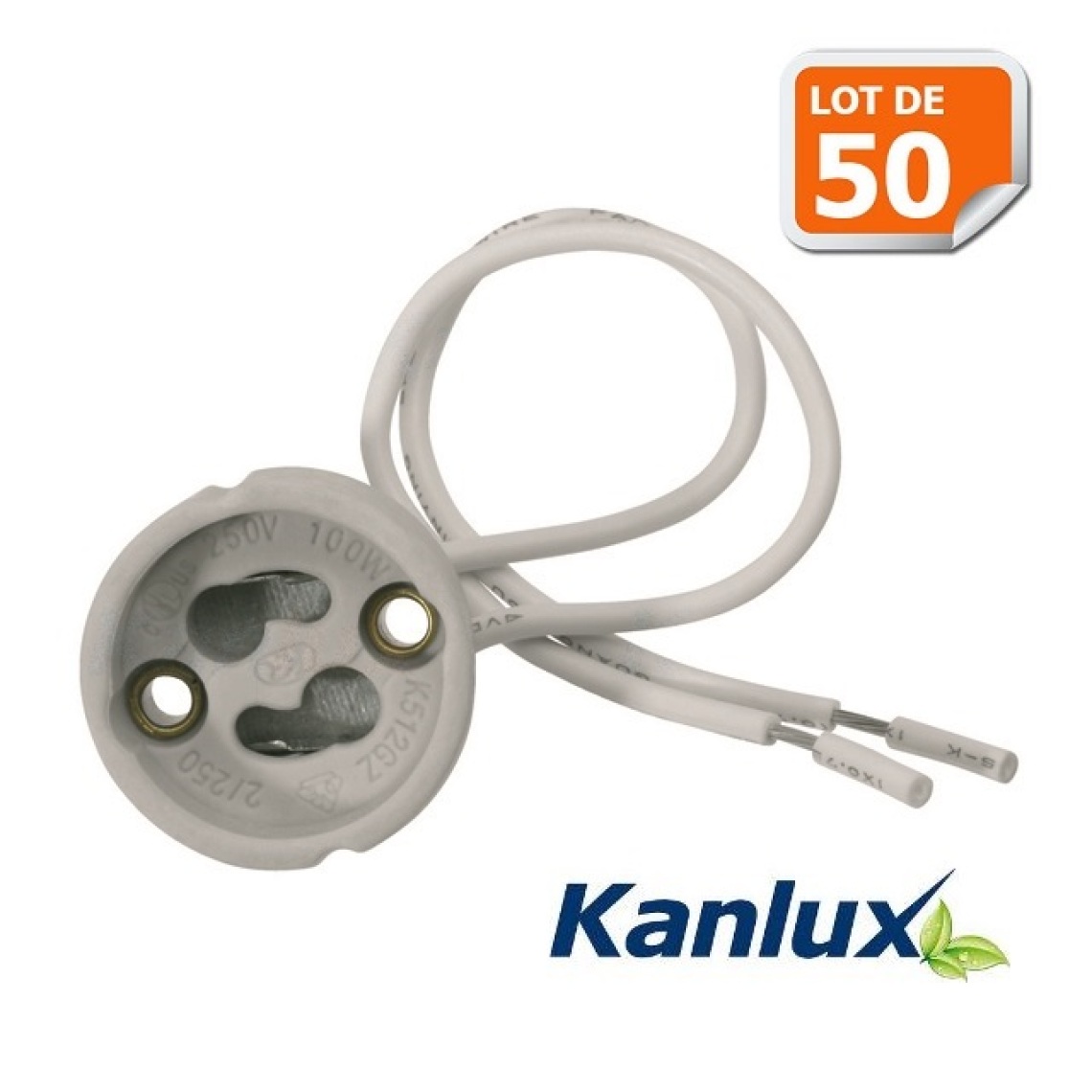 Kanlux - Lot de 50 Douilles Culot GU10 pour Ampoule Halogène ou Led Marque Kanlux ref 402 - Boîtes d'encastrement