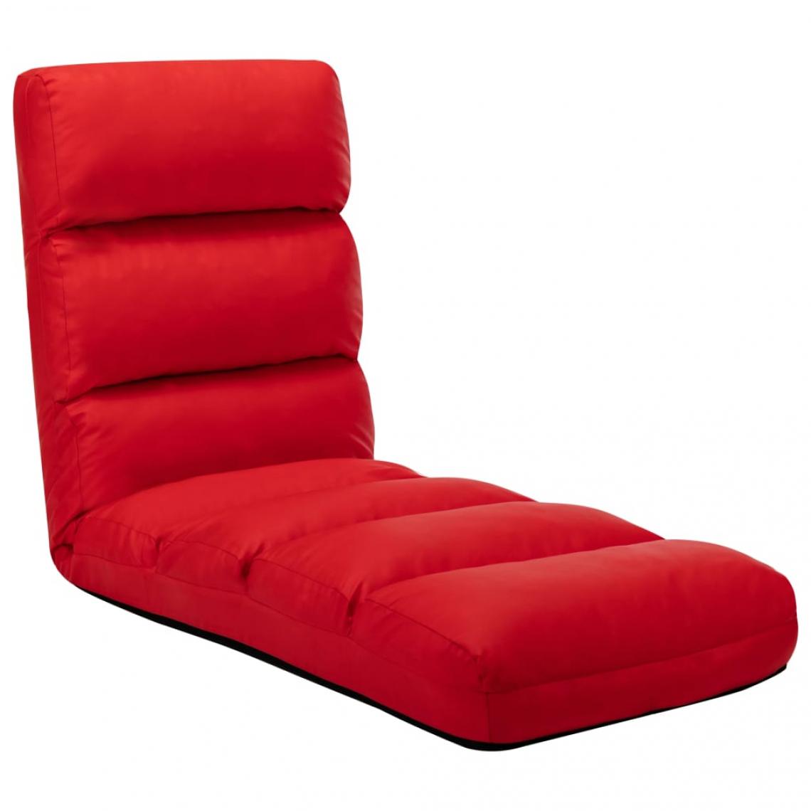 Vidaxl - vidaXL Chaise pliable de sol Rouge Similicuir - Transats, chaises longues
