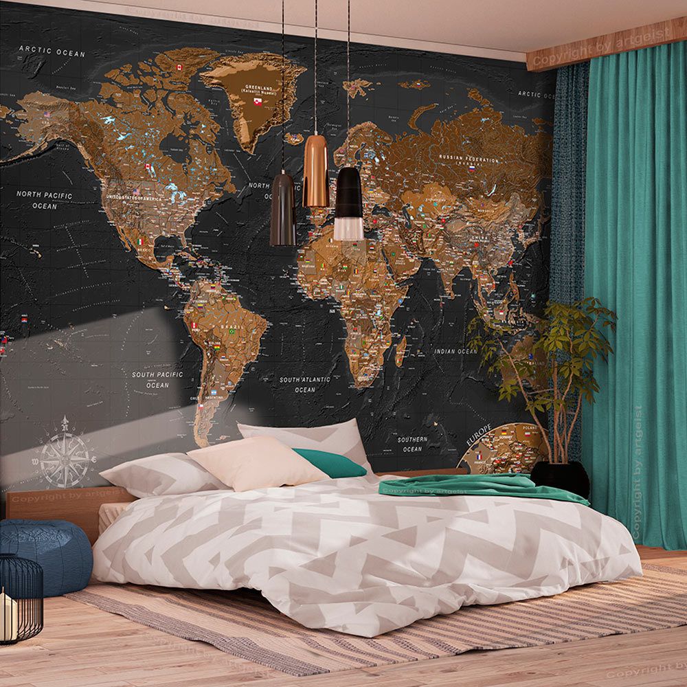 marque generique - 400x280 Papier peint Carte du monde Distingué World: Stylish Map - Papier peint