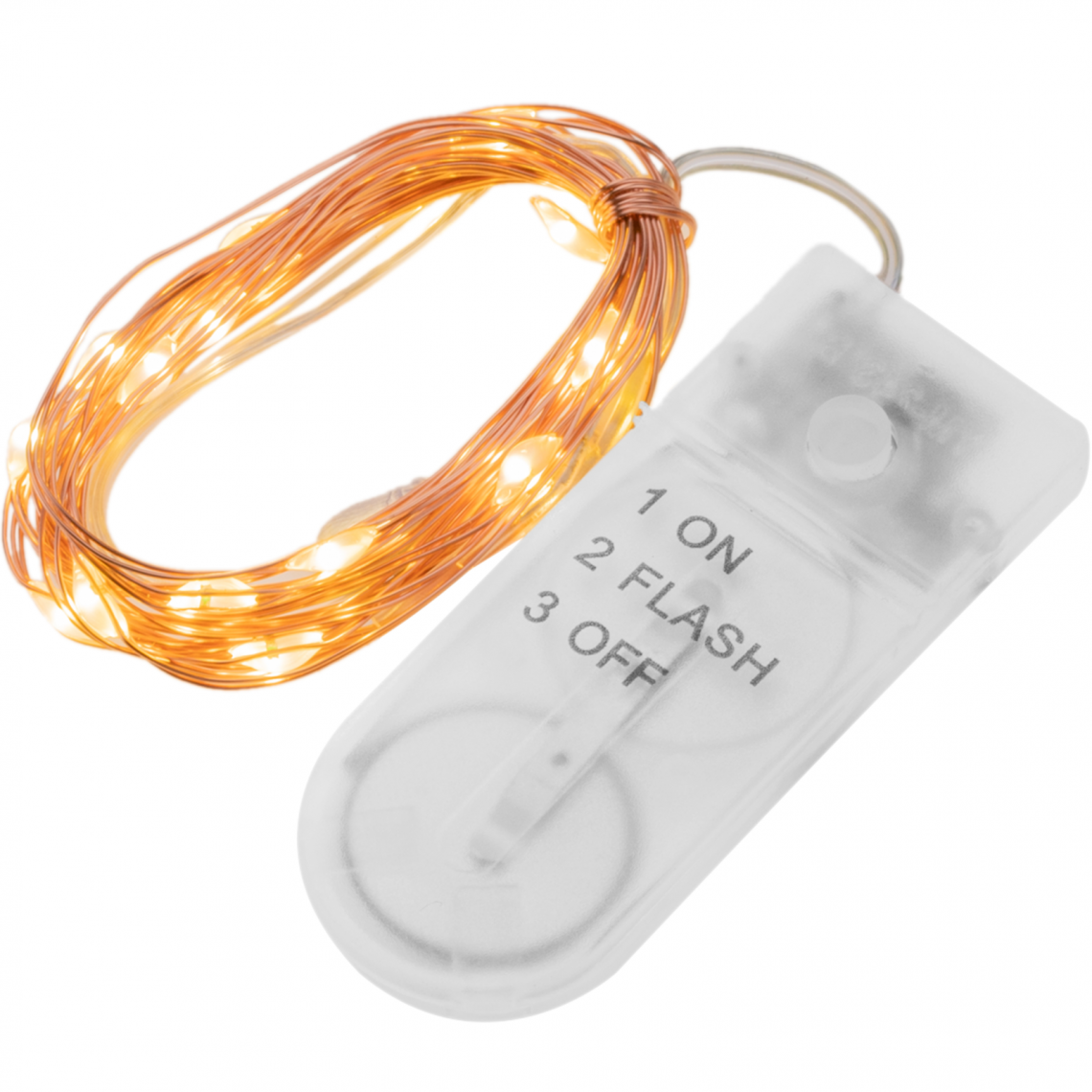 Primematik - Micro guirlande de 2 m de LED blanc chaud avec 2 effets lumineux et câble moulable en cuivre - Ruban LED