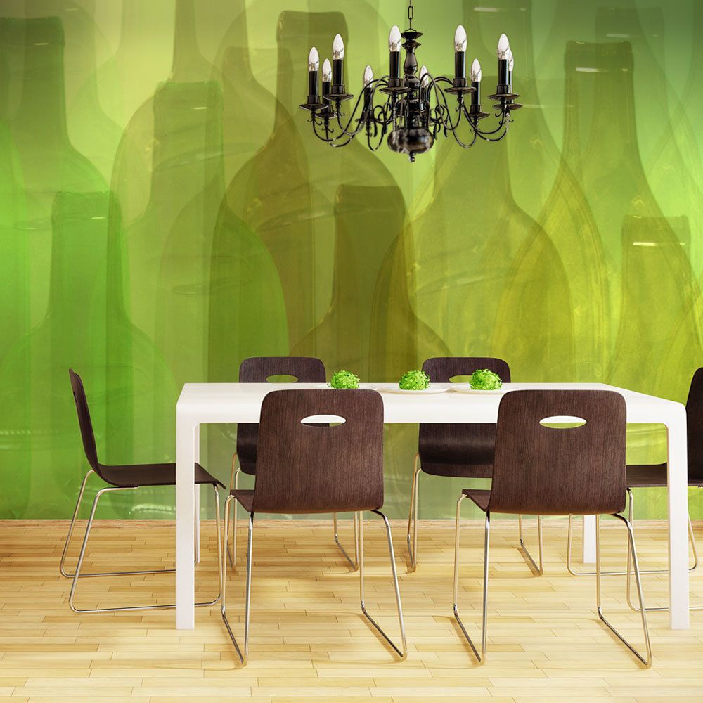 Bimago - Papier peint - Bouteilles vertes - Décoration, image, art | Motifs de cuisine | - Papier peint