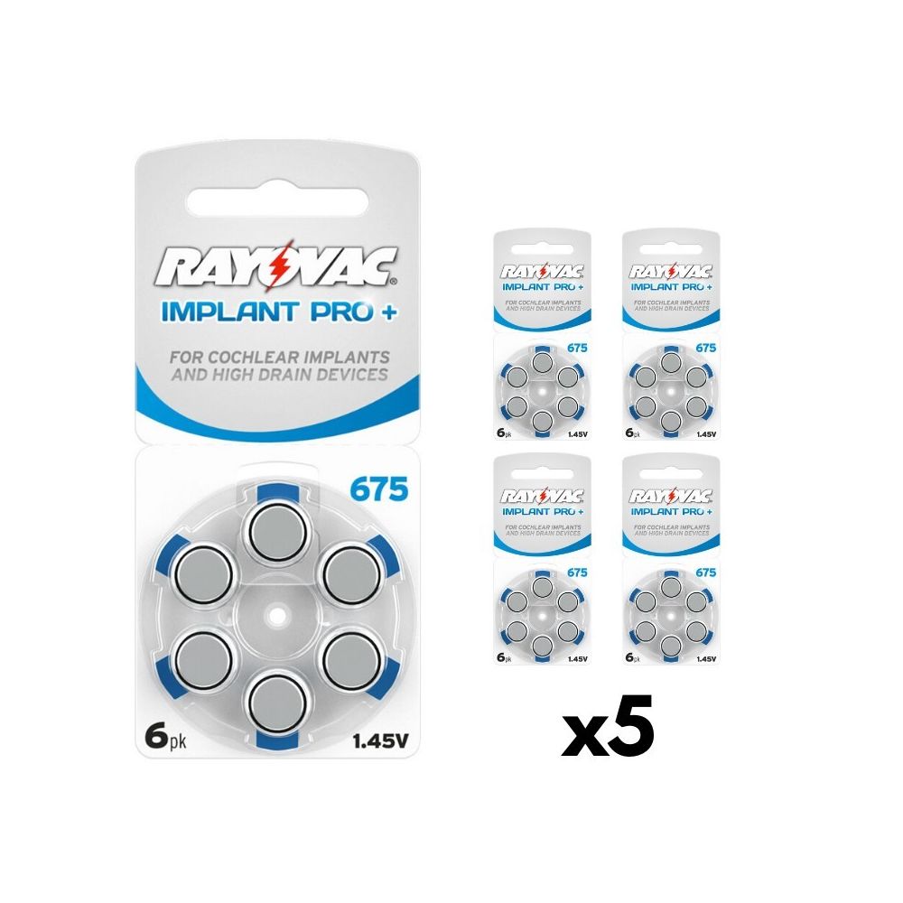 Rayovac - Piles Auditives Rayovac 675 Implant Pro+, 5 Plaquettes - Piles rechargeables