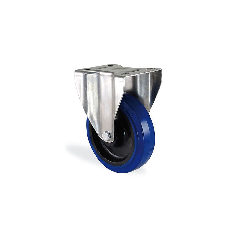 marque generique - Roulette fixe caoutchouc bleu elastique diamètre 125mm charge 150kg - Cheville