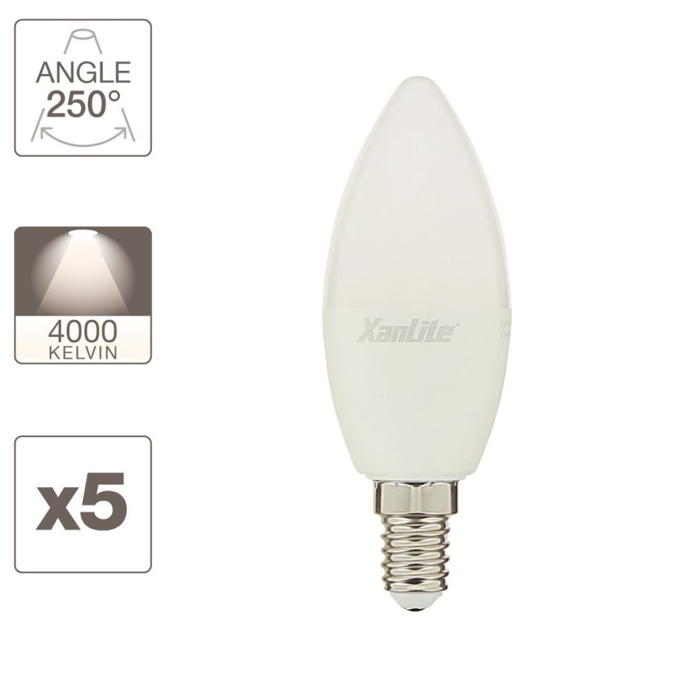 Xanlite - Lot x5 Ampoules LED flamme culot E14 - Ampoules LED