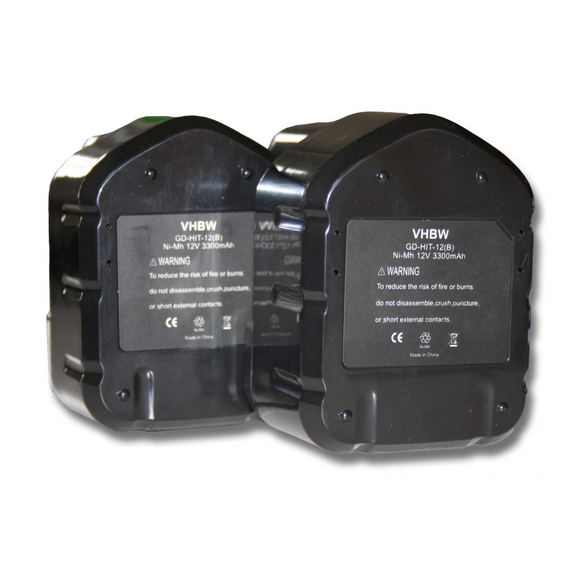 Vhbw - 2x Batterie Ni-MH 3300mAh (12V) vhbw pour outils DS12DVB, DS12DVB2, DS12DVB2KS, DS12DVF comme Hitachi 320386, 320387, 320388, 320606, 320608. - Accessoires vissage, perçage