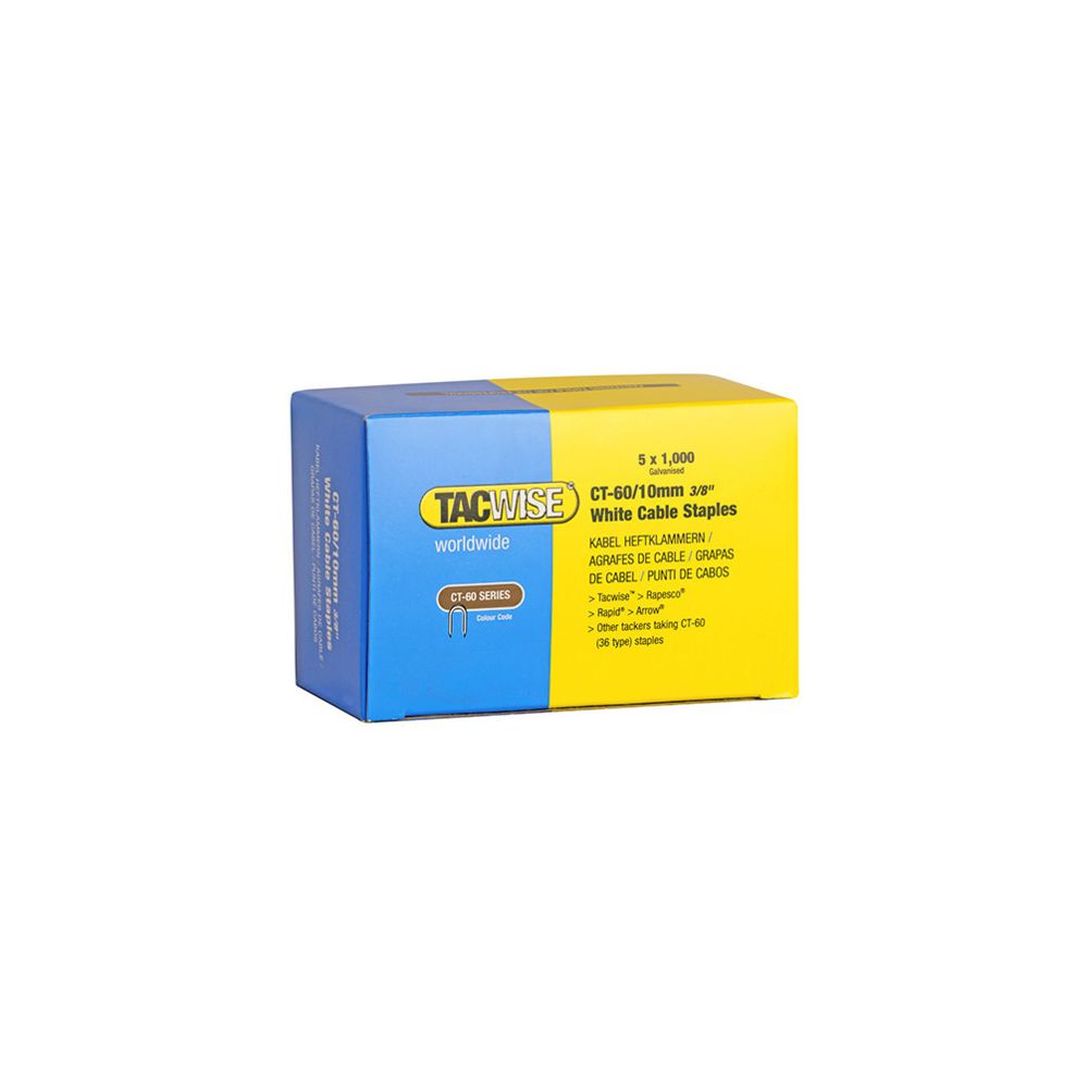 Tacwise - Boîte de 5000 agrafes pour câble type CT60 L. 10 mm blanches - TA-1094 - Tacwise - Clouterie