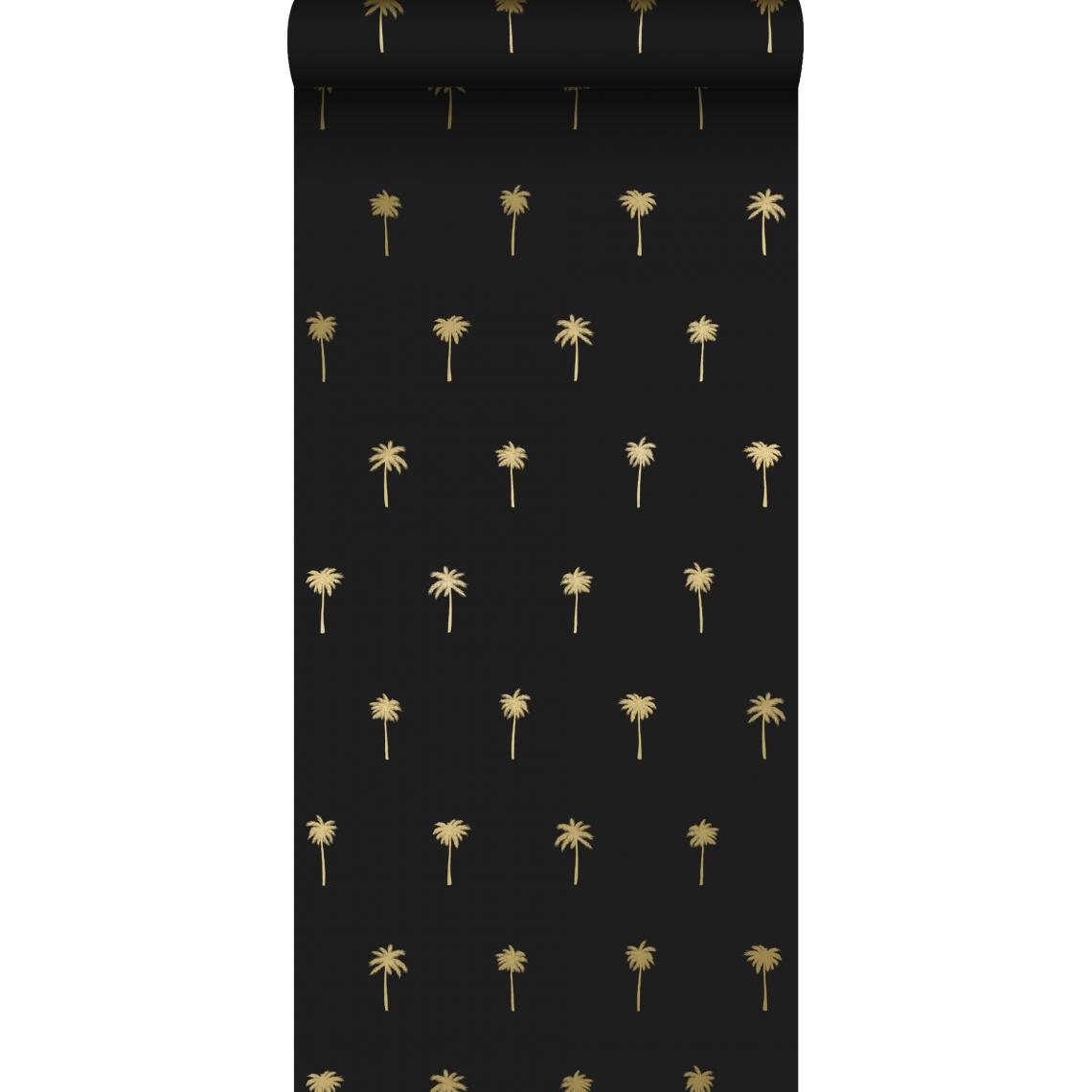 ESTAhome - ESTAhome papier peint palmiers noir et or - 139161 - 0.53 x 10.05 m - Papier peint
