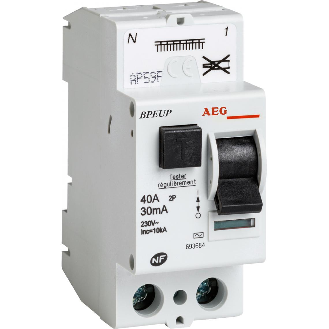 AEG - Interrupteur différentiel RCD 40A Type AC conn. Auto - Tableaux prééquipés