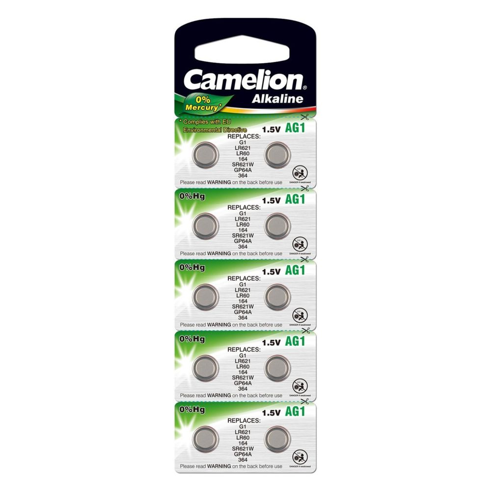 Camelion - AG1 S621E SG1 LR60 134 LR621 GP364 Lot de 10 piles bouton pour montre 1,55 V - Piles rechargeables