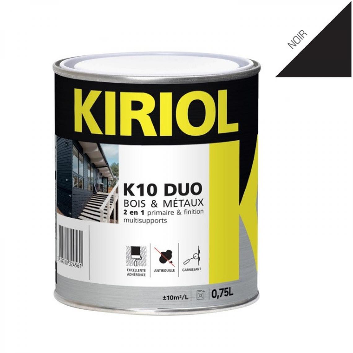 Sans Marque - K10 DUO NOIR BRILLANT 0,75L - Primaire/finition à base de résines alkydes - KIRIOL - Peinture intérieure